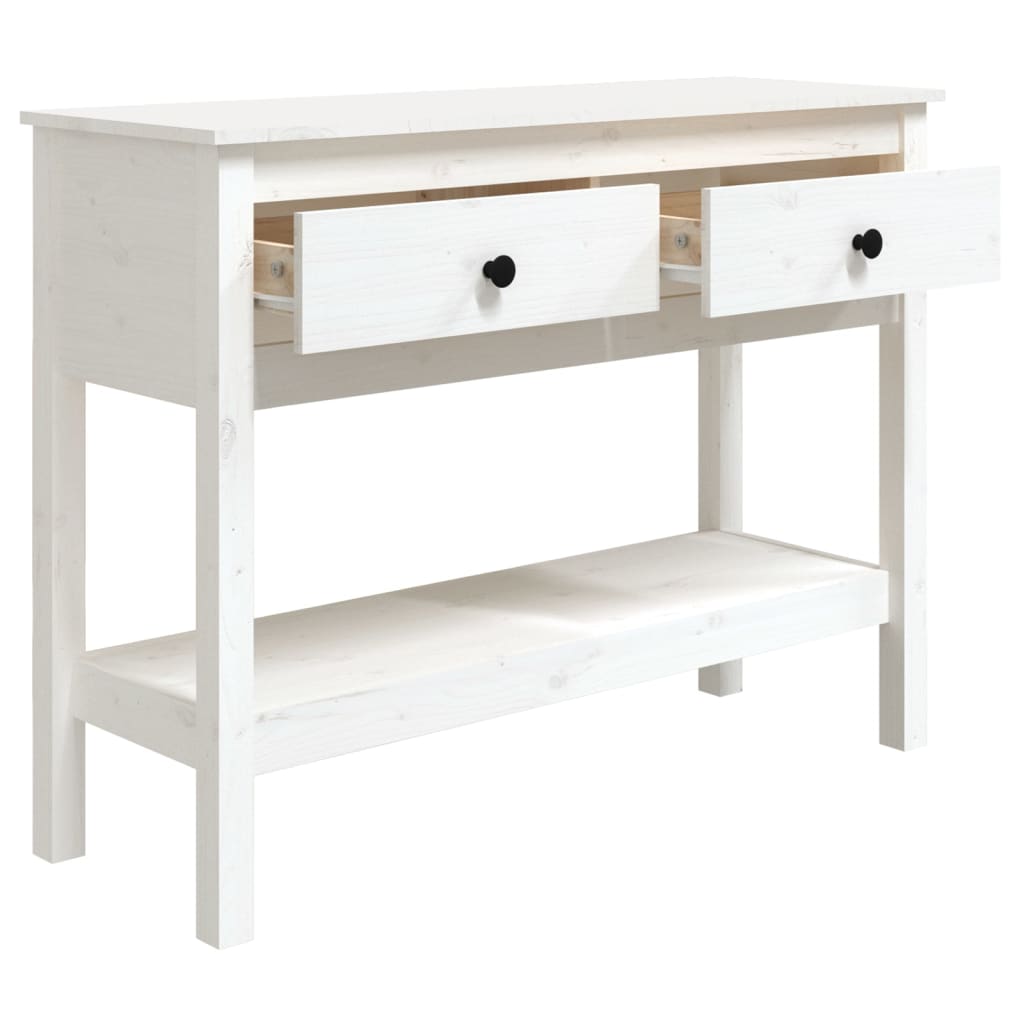 vidaXL Masă consolă, alb, 100x35x75 cm, lemn masiv de pin