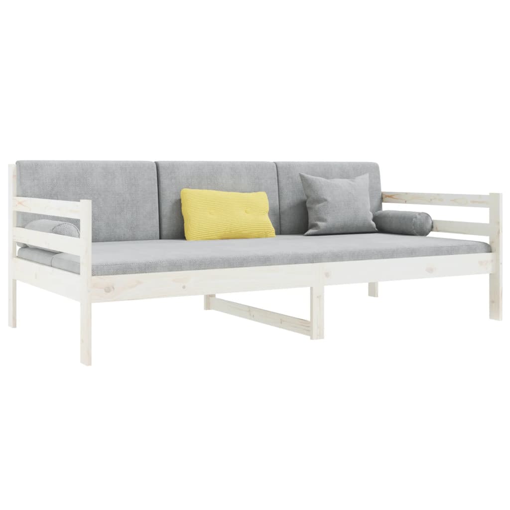 vidaXL Pat de zi fără saltea, alb, 90x190 cm, lemn masiv pin vidaXL Pat de zi fără saltea, alb, 90x190 cm, lemn masiv pin