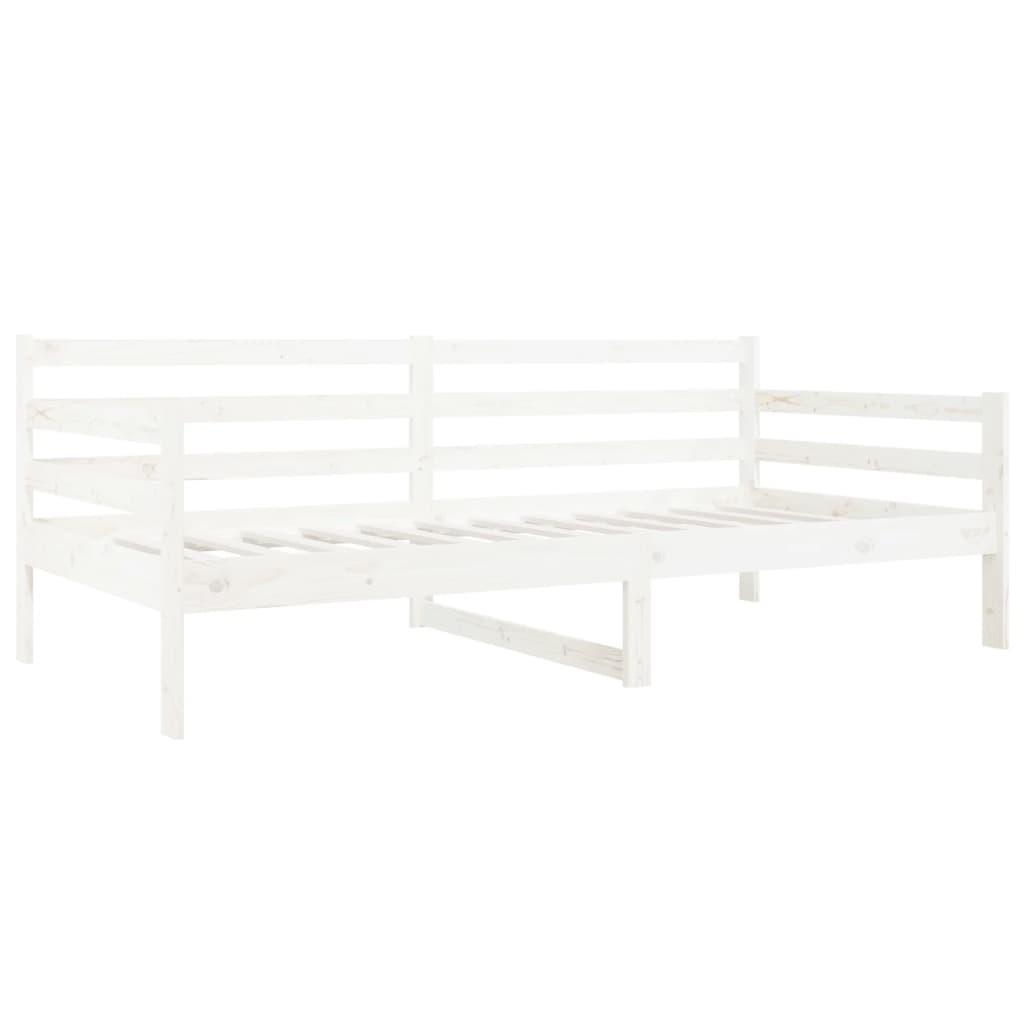 vidaXL Pat de zi fără saltea, alb, 90x190 cm, lemn masiv pin vidaXL Pat de zi fără saltea, alb, 90x190 cm, lemn masiv pin