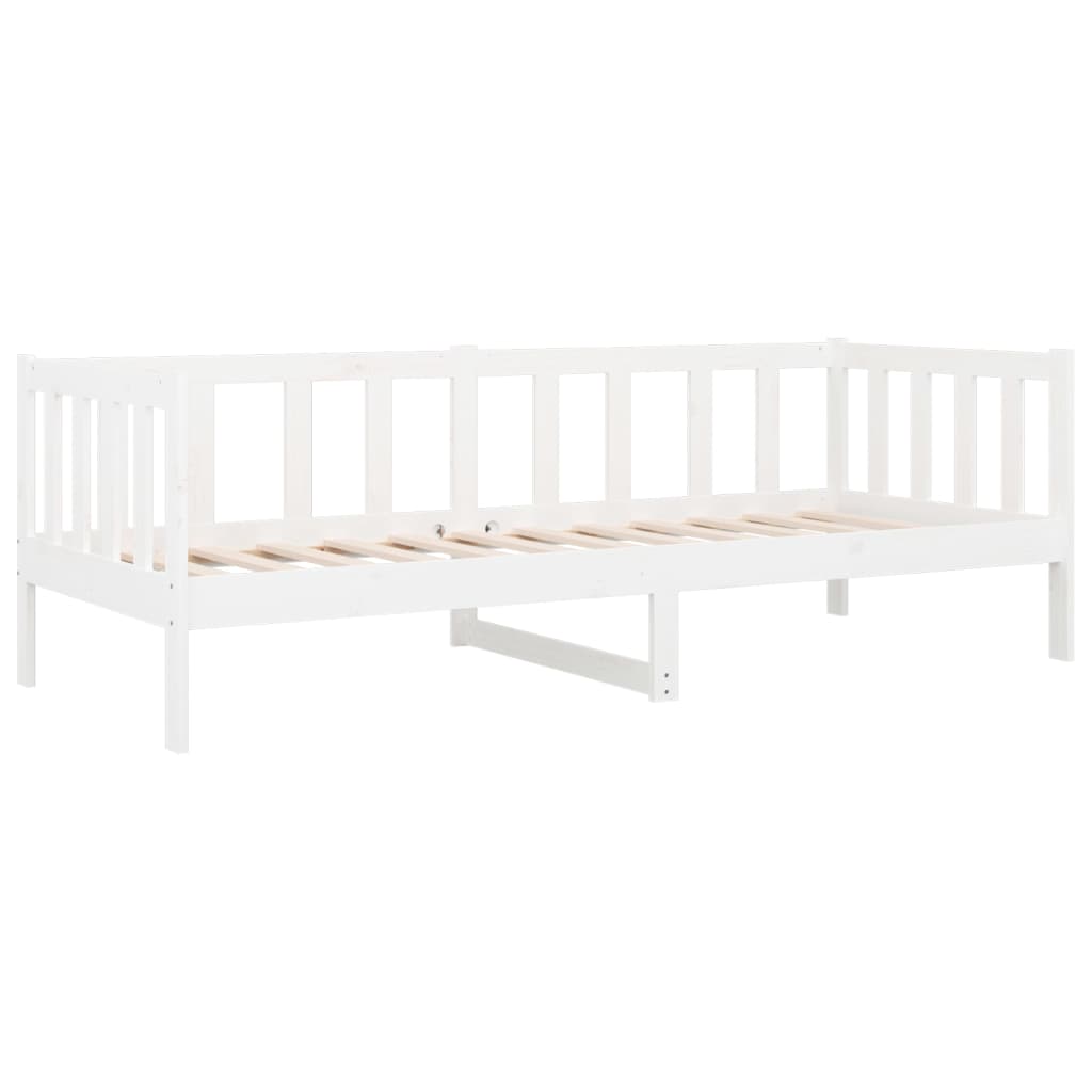 vidaXL Pat de zi fără saltea, alb, 90x190 cm, lemn masiv pin