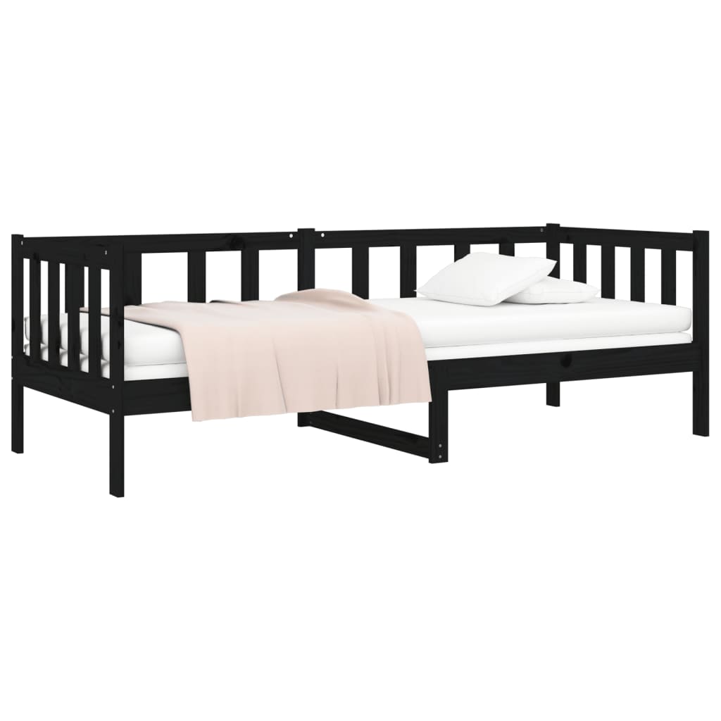 vidaXL Pat de zi, negru, 90x190 cm, lemn masiv de pin
