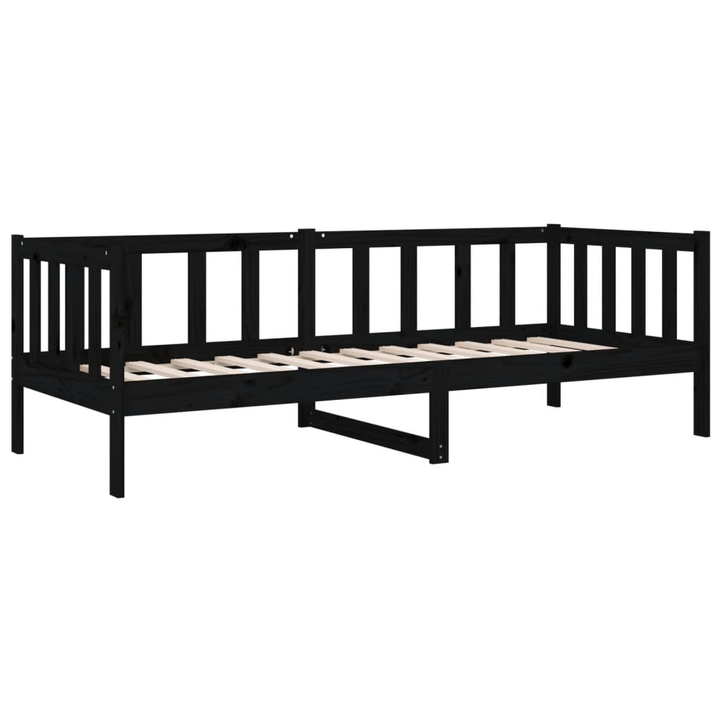 vidaXL Pat de zi, negru, 90x190 cm, lemn masiv de pin