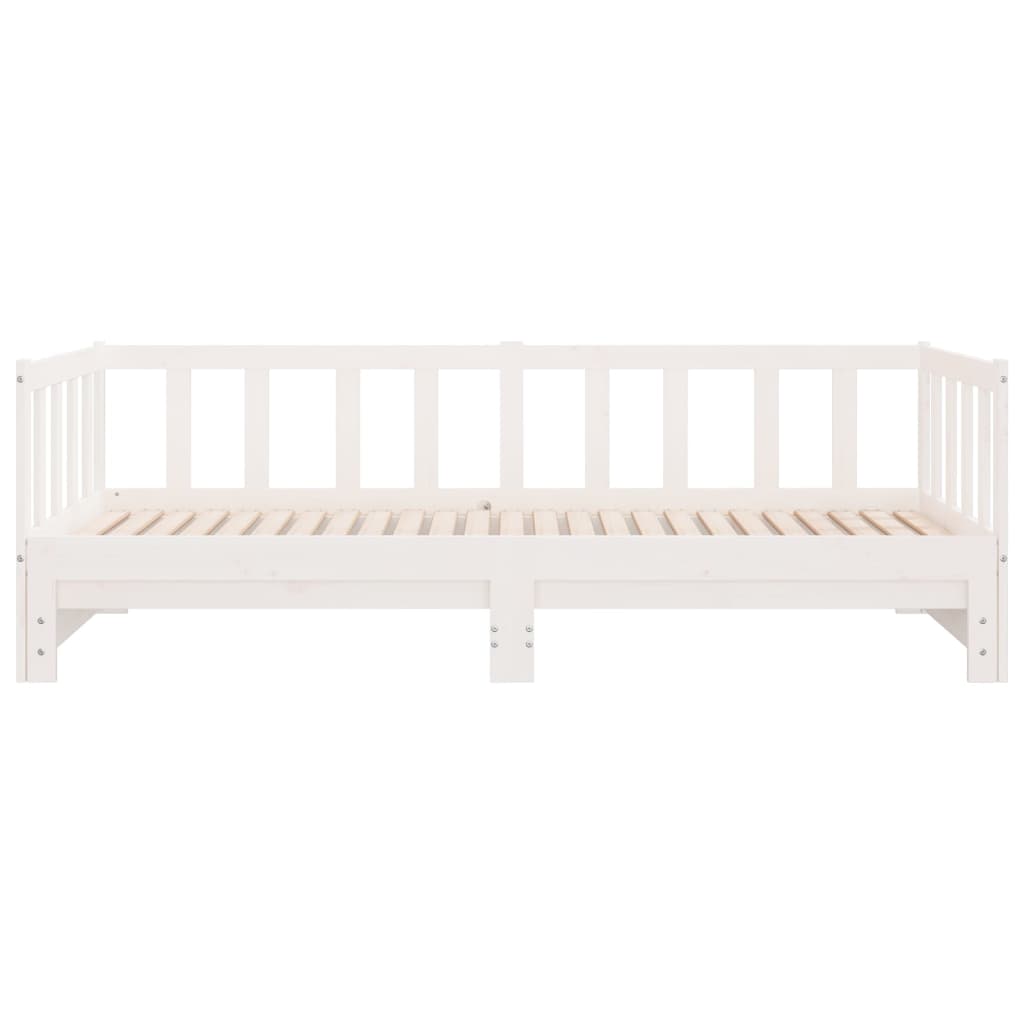 vidaXL Pat de zi extensibil, alb, 2x(90x190) cm, lemn masiv de pin