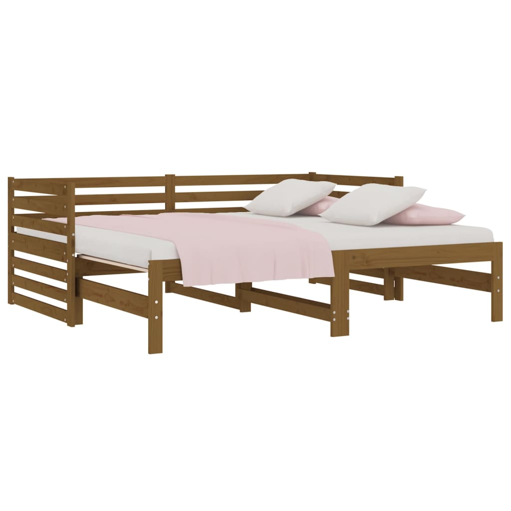 vidaXL Pat de zi extensibil maro miere 2x(90x190) cm lemn masiv de pin