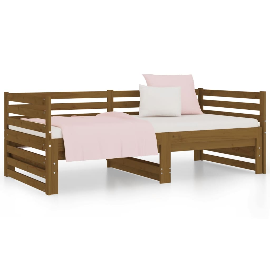 vidaXL Pat de zi extensibil maro miere 2x(90x190) cm lemn masiv de pin