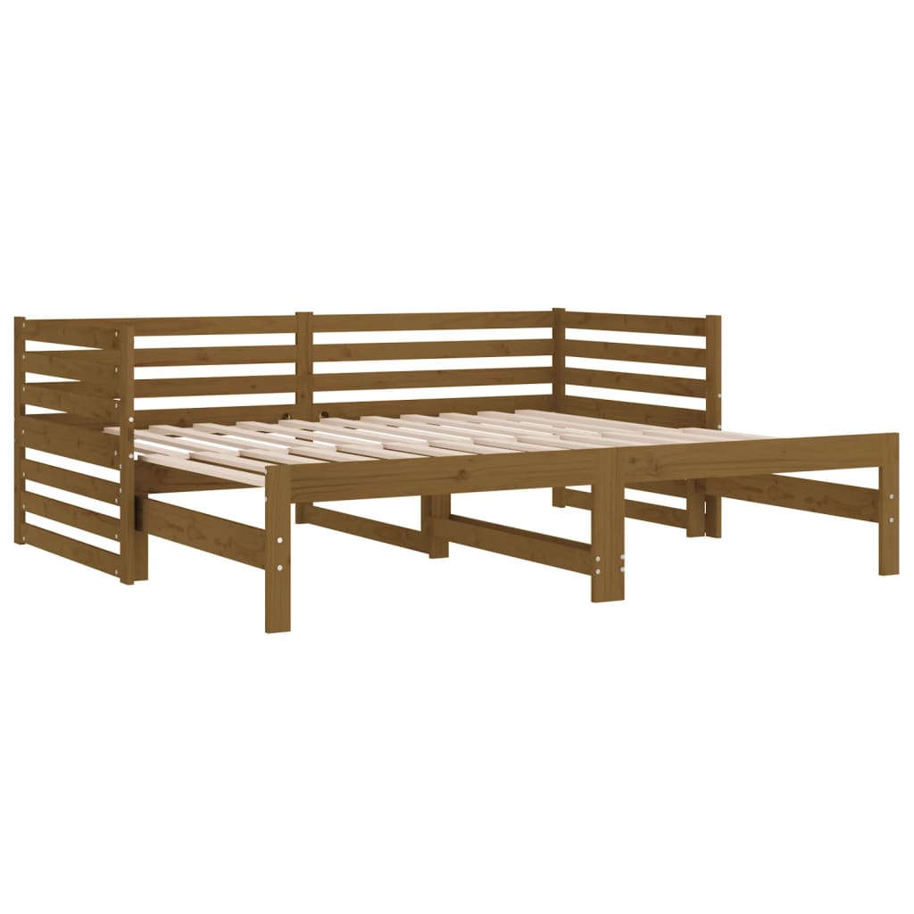 vidaXL Pat de zi extensibil maro miere 2x(90x190) cm lemn masiv de pin