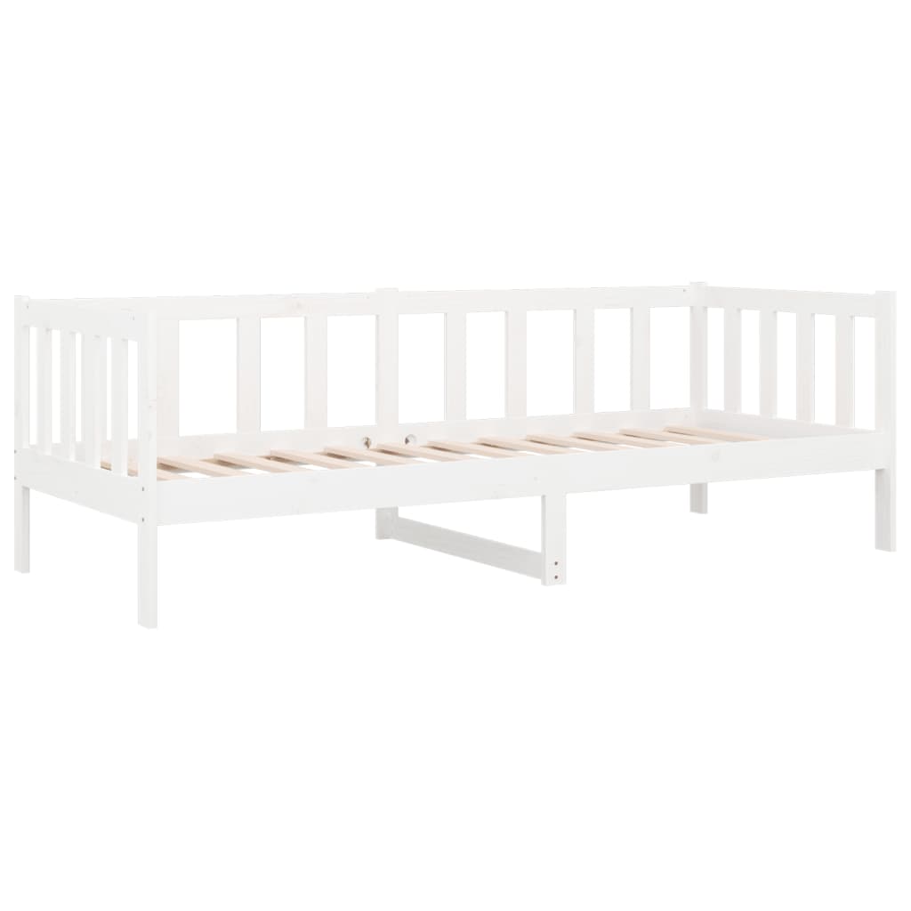 vidaXL Pat de zi fără saltea, alb, 80x200 cm, lemn masiv pin