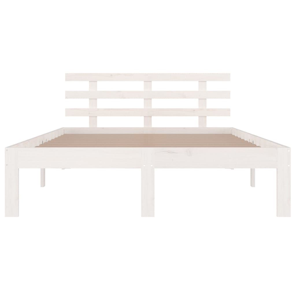 vidaXL Cadru de pat King Size, alb, 150x200 cm, lemn masiv vidaXL Cadru de pat King Size, alb, 150x200 cm, lemn masiv
