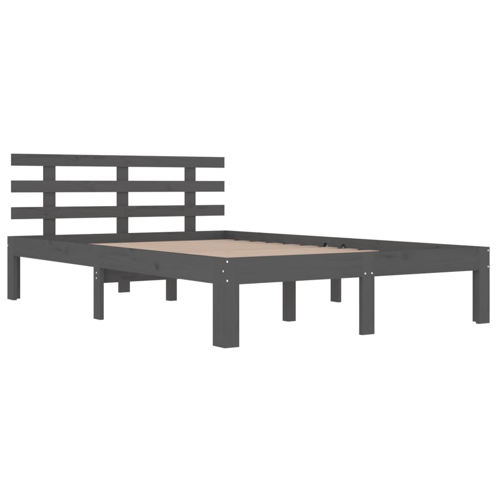 vidaXL Cadru de pat King Size, gri, 150x200 cm, lemn masiv vidaXL Cadru de pat King Size, gri, 150x200 cm, lemn masiv