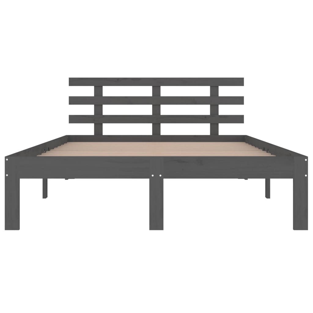 vidaXL Cadru de pat King Size, gri, 150x200 cm, lemn masiv vidaXL Cadru de pat King Size, gri, 150x200 cm, lemn masiv