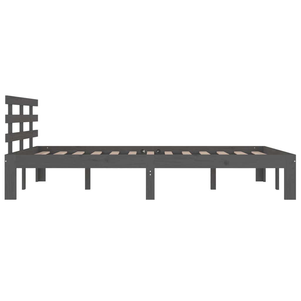 vidaXL Cadru de pat King Size, gri, 150x200 cm, lemn masiv vidaXL Cadru de pat King Size, gri, 150x200 cm, lemn masiv