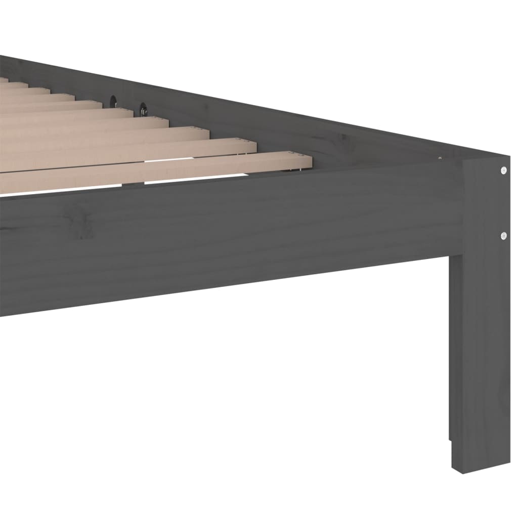 vidaXL Cadru de pat King Size, gri, 150x200 cm, lemn masiv vidaXL Cadru de pat King Size, gri, 150x200 cm, lemn masiv