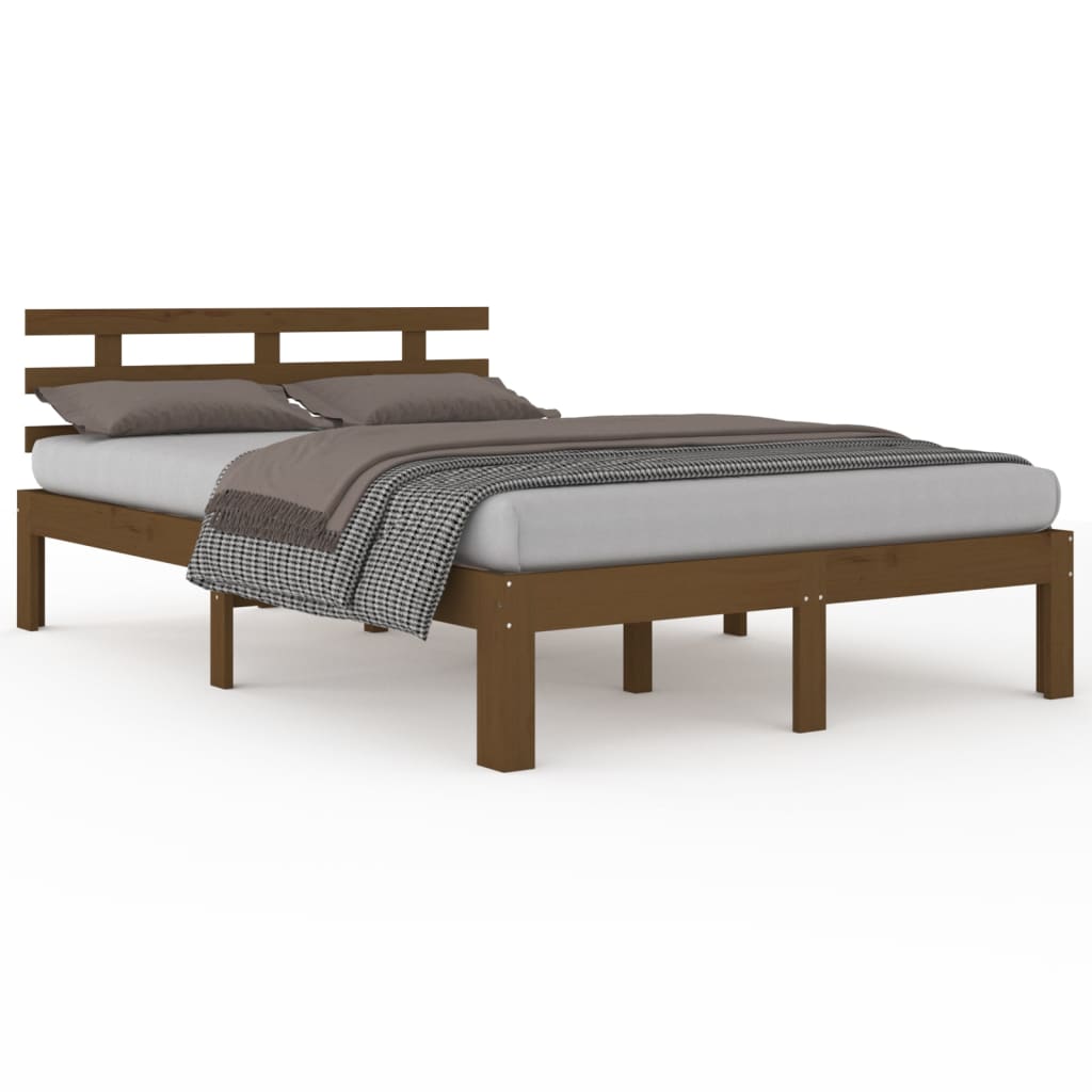 vidaXL Cadru de pat King Size, maro miere, 150x200 cm, lemn masiv vidaXL Cadru de pat King Size, maro miere, 150x200 cm, lemn masiv