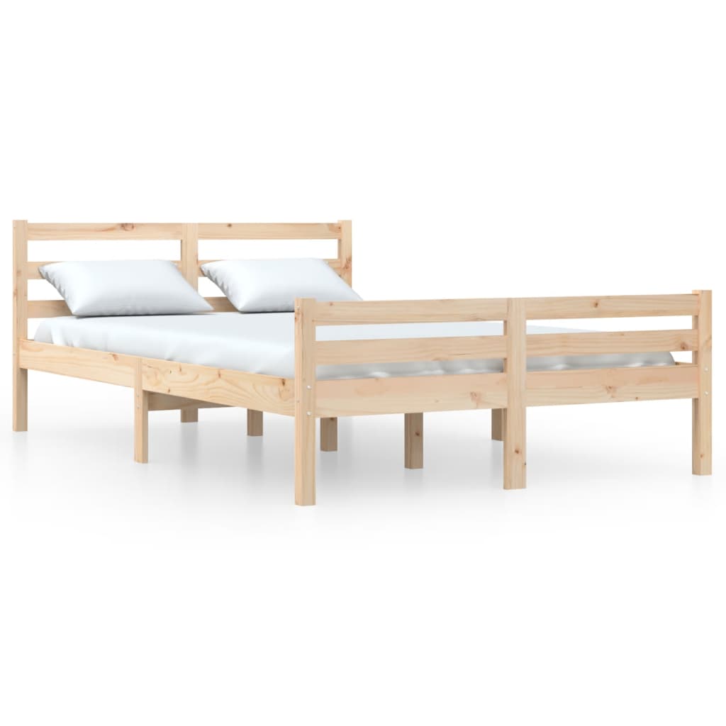vidaXL Cadru de pat dublu, 135x190 cm, lemn masiv