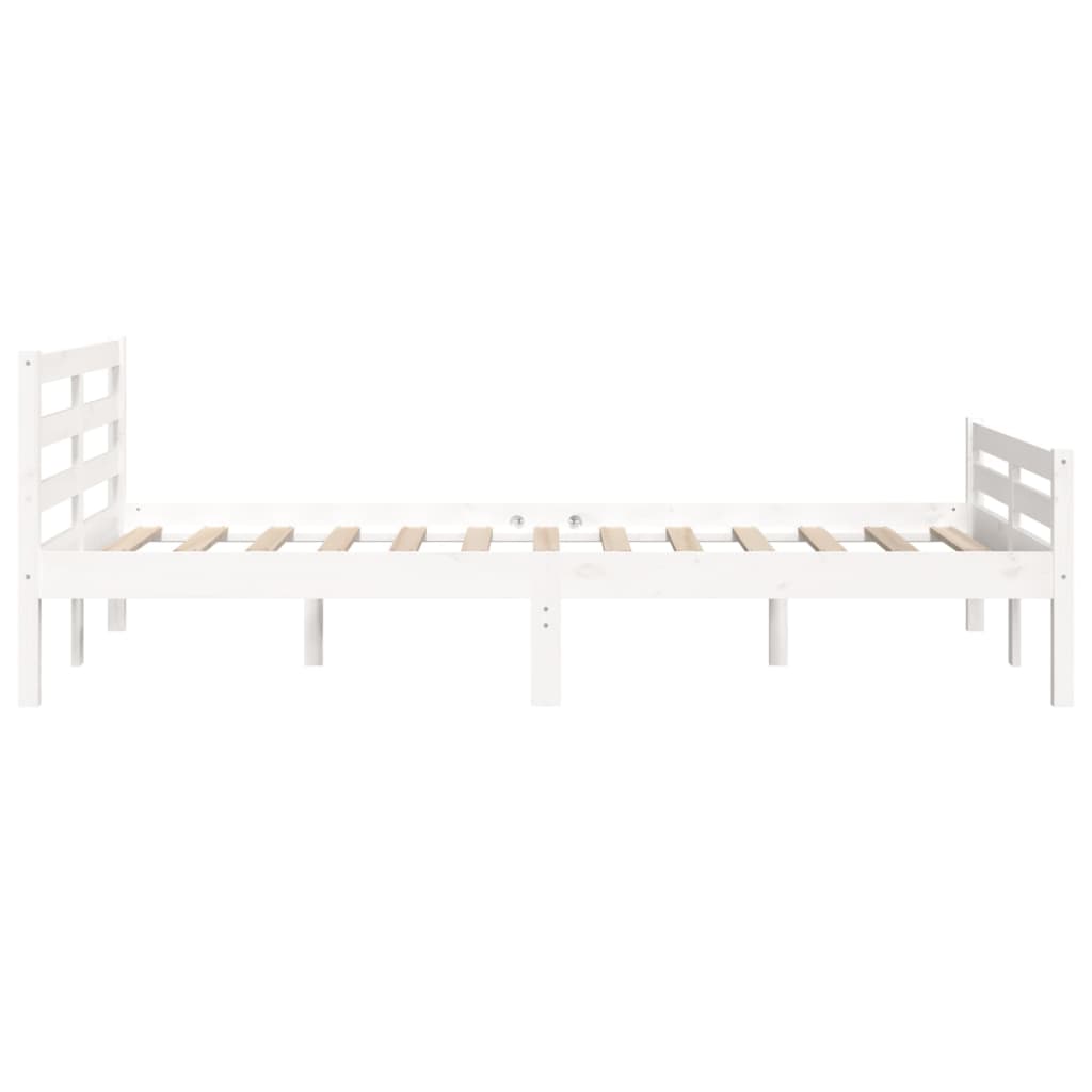vidaXL Cadru de pat dublu, alb, 135x190 cm, lemn masiv