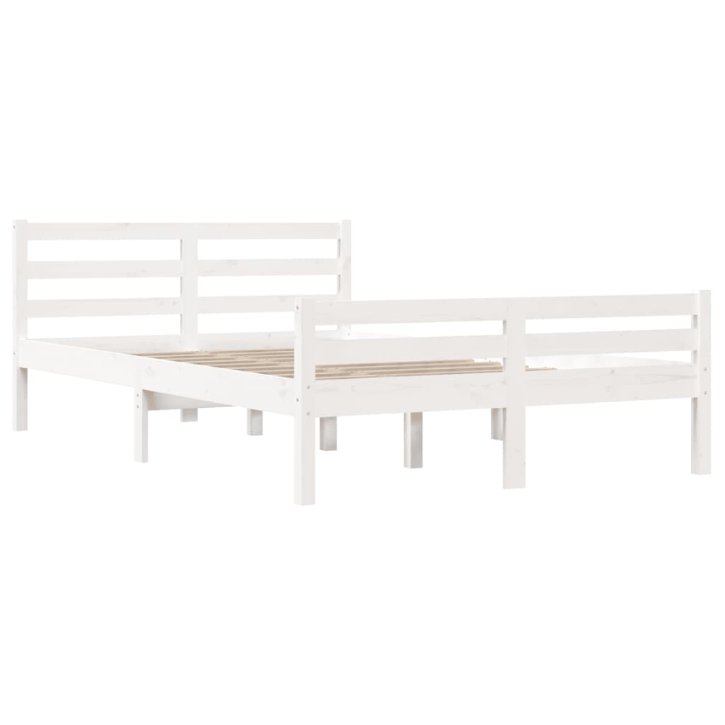vidaXL Cadru de pat King Size, alb, 150x200 cm, lemn masiv vidaXL Cadru de pat King Size, alb, 150x200 cm, lemn masiv