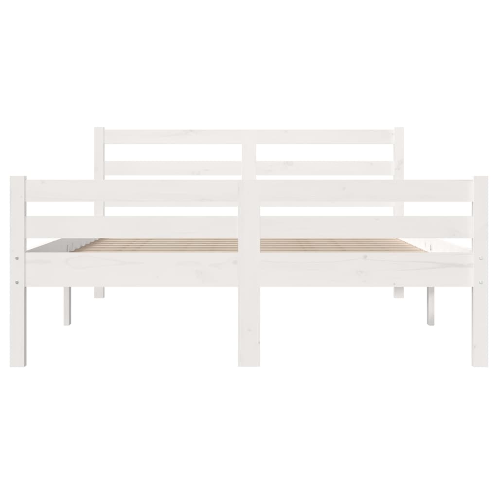 vidaXL Cadru de pat King Size, alb, 150x200 cm, lemn masiv vidaXL Cadru de pat King Size, alb, 150x200 cm, lemn masiv