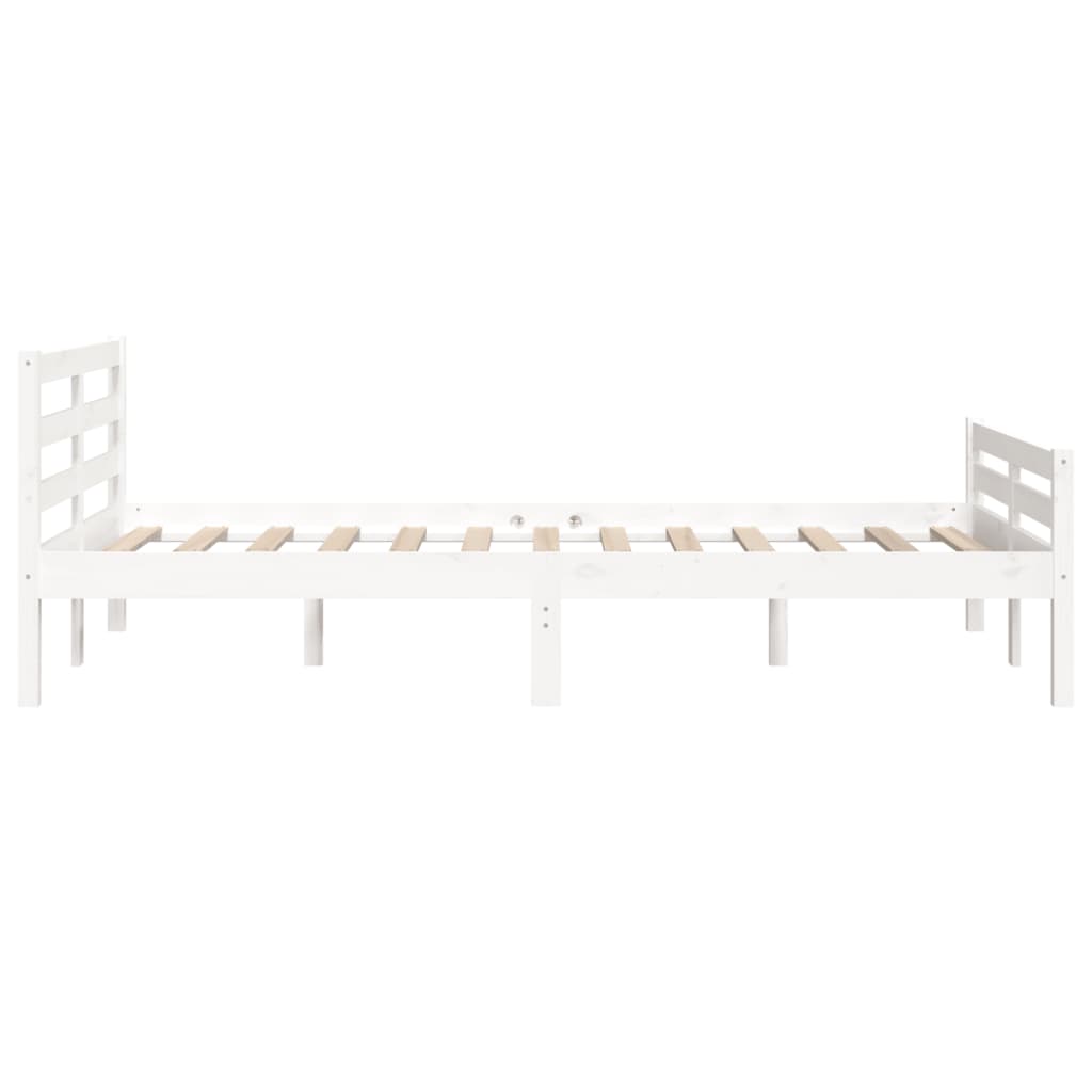 vidaXL Cadru de pat King Size, alb, 150x200 cm, lemn masiv vidaXL Cadru de pat King Size, alb, 150x200 cm, lemn masiv