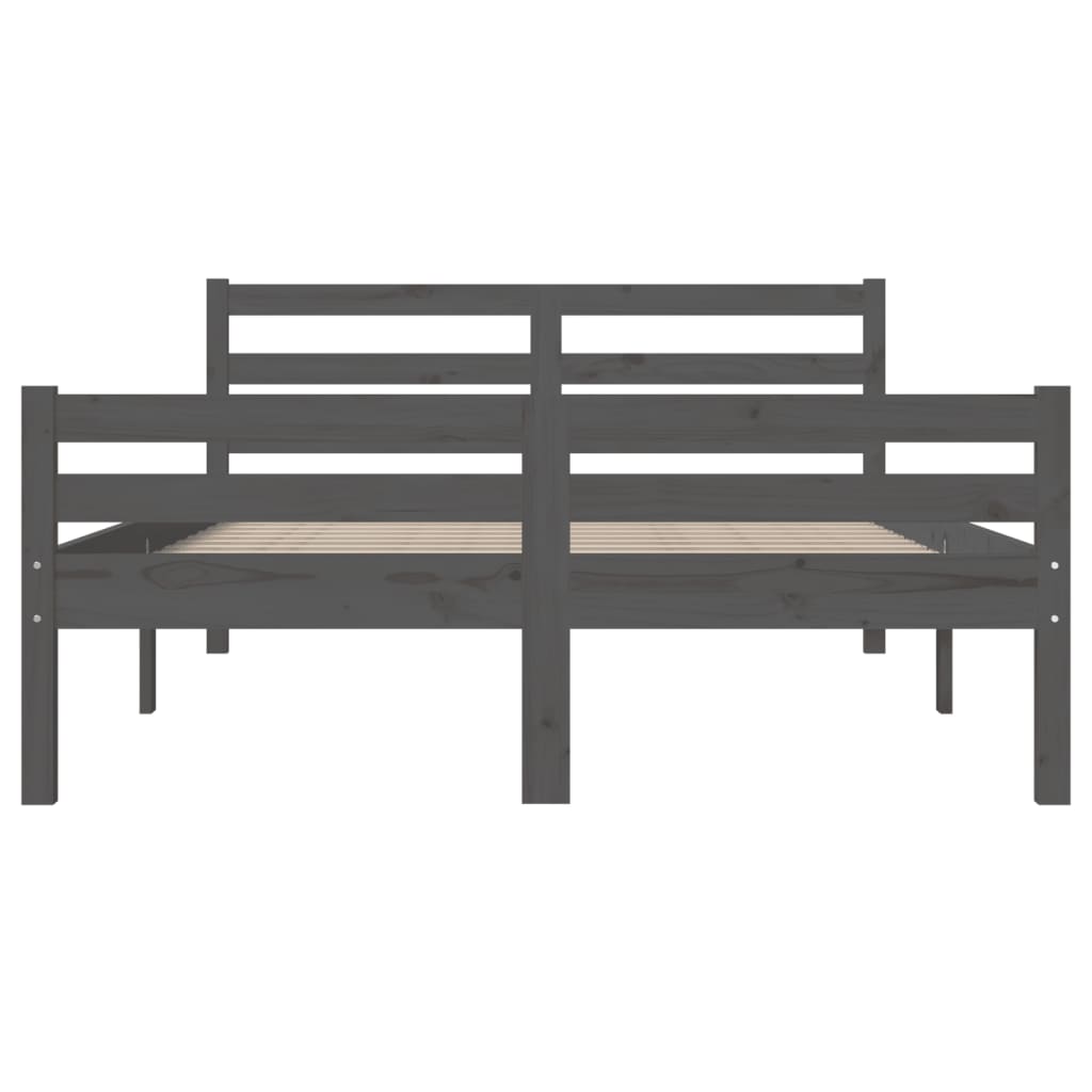 vidaXL Cadru de pat King Size, gri, 150x200 cm, lemn masiv vidaXL Cadru de pat King Size, gri, 150x200 cm, lemn masiv