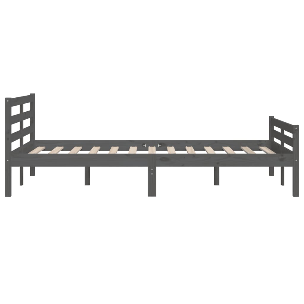 vidaXL Cadru de pat King Size, gri, 150x200 cm, lemn masiv vidaXL Cadru de pat King Size, gri, 150x200 cm, lemn masiv