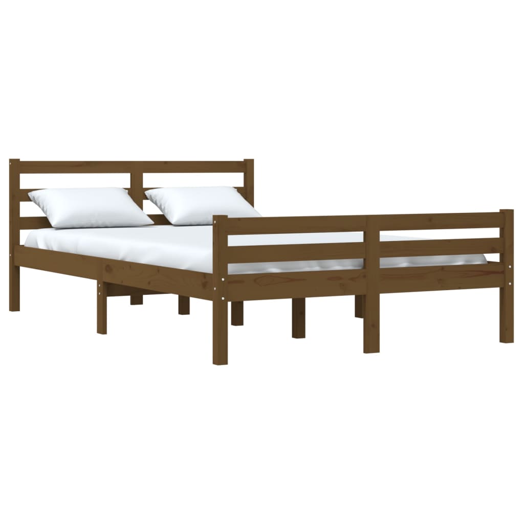 vidaXL Cadru de pat King Size, maro miere, 150x200 cm, lemn masiv vidaXL Cadru de pat King Size, maro miere, 150x200 cm, lemn masiv