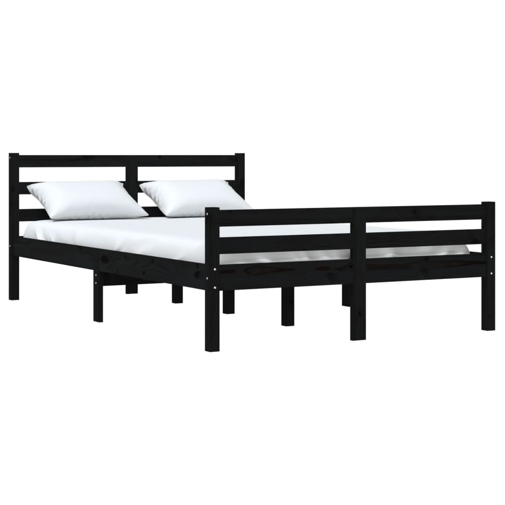 vidaXL Cadru de pat King Size, negru, 150x200 cm, lemn masiv vidaXL Cadru de pat King Size, negru, 150x200 cm, lemn masiv