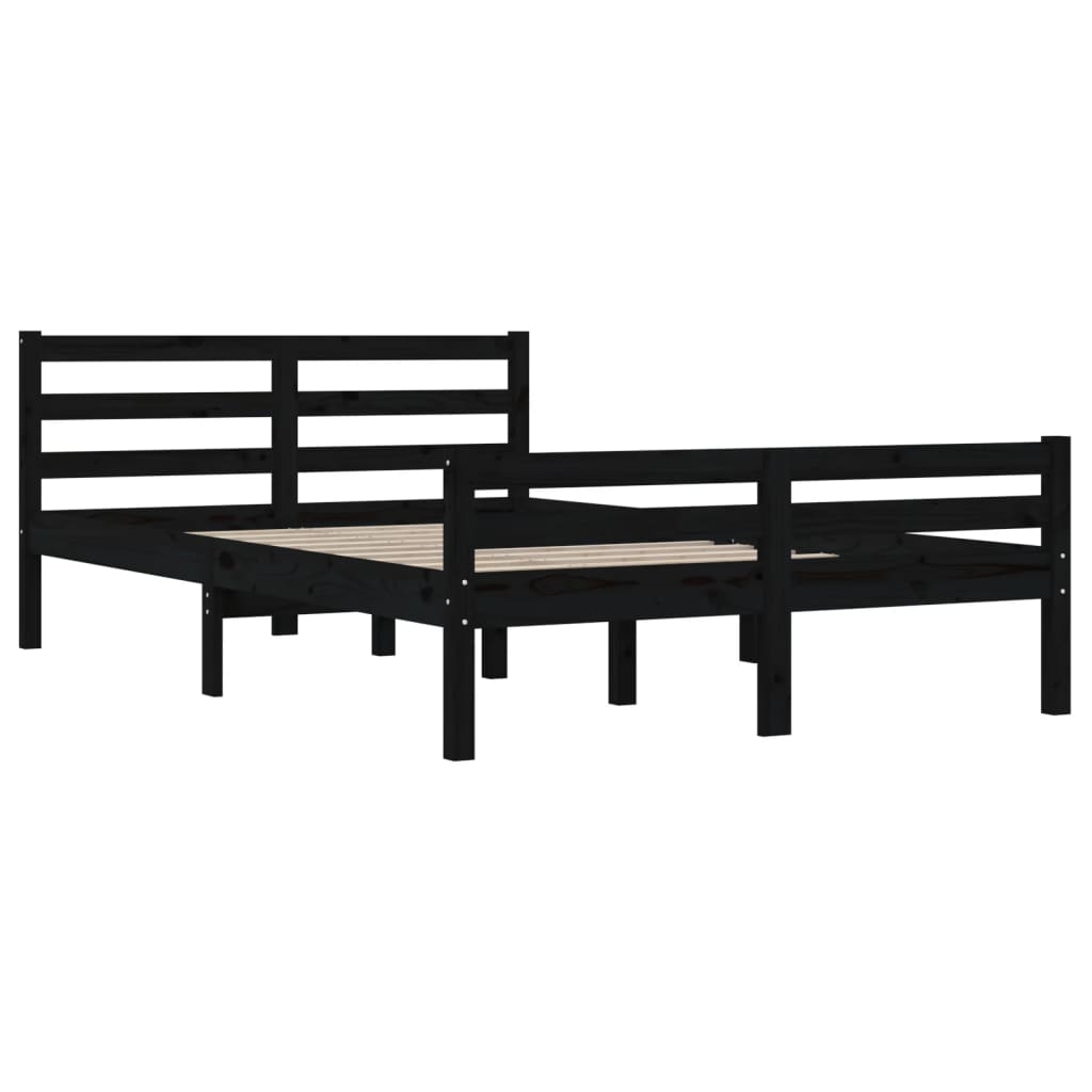 vidaXL Cadru de pat King Size, negru, 150x200 cm, lemn masiv vidaXL Cadru de pat King Size, negru, 150x200 cm, lemn masiv