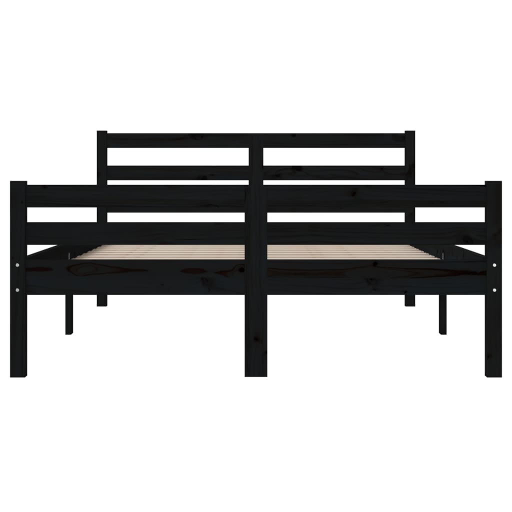 vidaXL Cadru de pat King Size, negru, 150x200 cm, lemn masiv vidaXL Cadru de pat King Size, negru, 150x200 cm, lemn masiv
