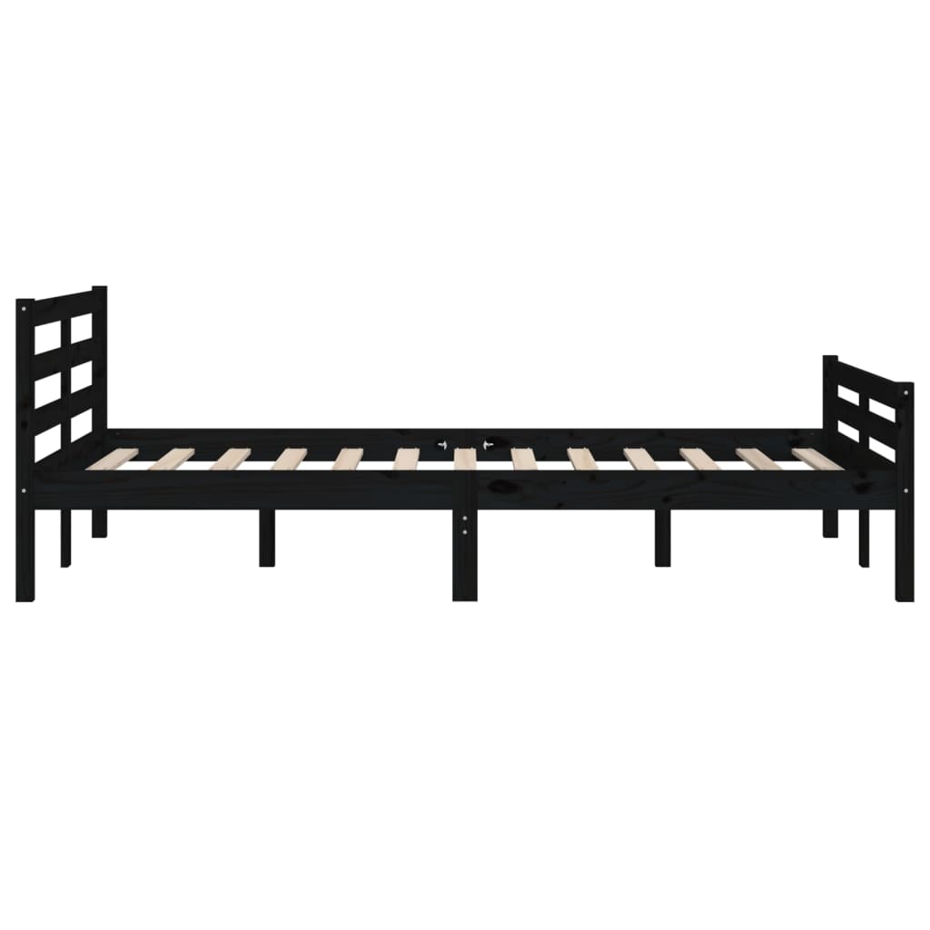 vidaXL Cadru de pat King Size, negru, 150x200 cm, lemn masiv vidaXL Cadru de pat King Size, negru, 150x200 cm, lemn masiv
