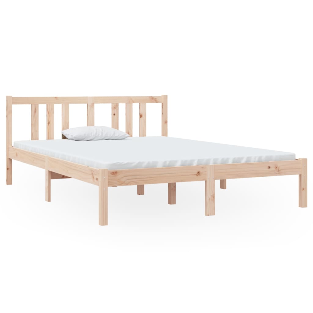 vidaXL Cadru de pat dublu, 135x190 cm, lemn masiv