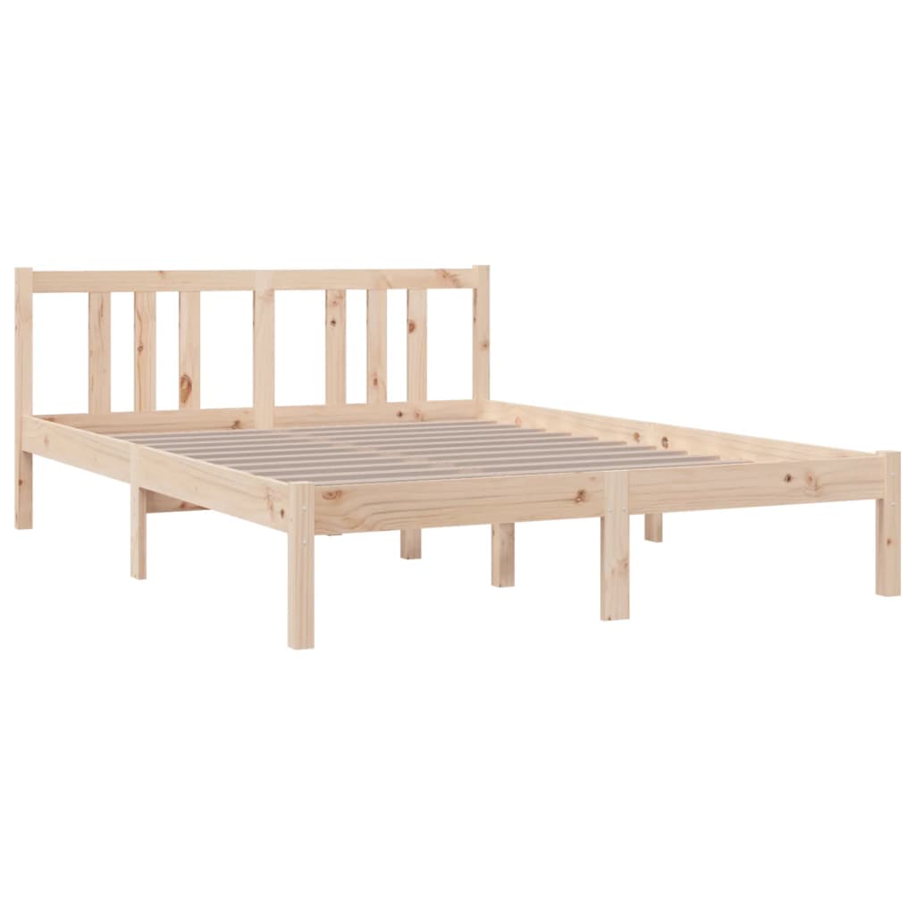vidaXL Cadru de pat dublu, 135x190 cm, lemn masiv