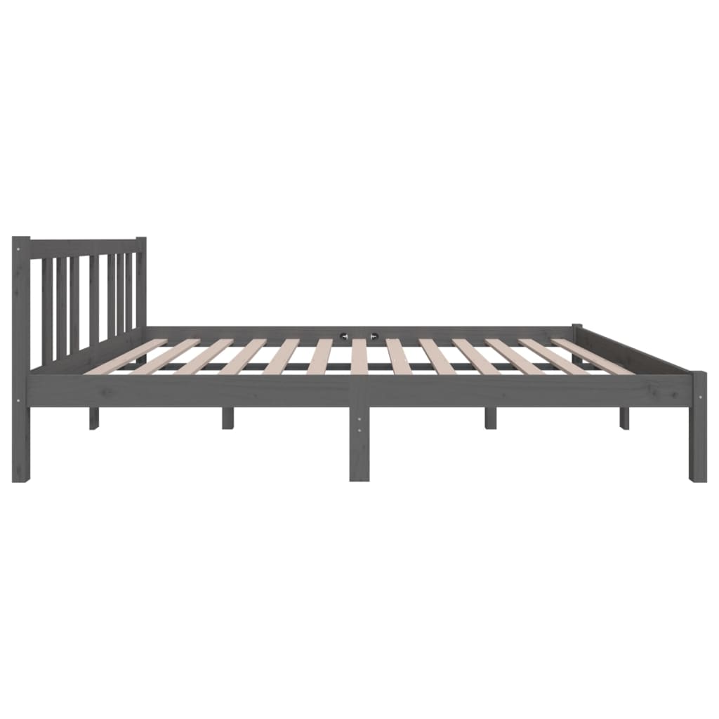 vidaXL Cadru de pat dublu, gri, 135x190 cm, lemn masiv