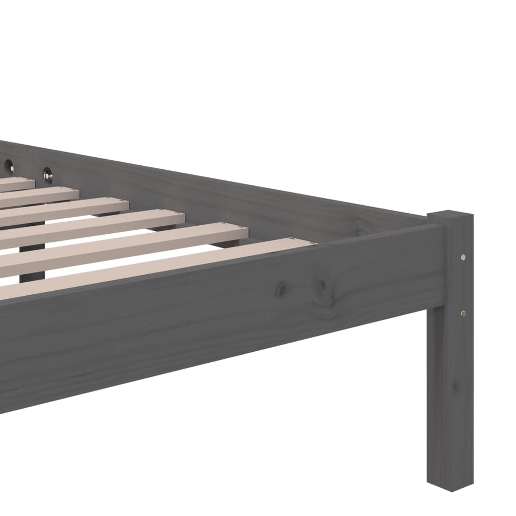 vidaXL Cadru de pat dublu, gri, 135x190 cm, lemn masiv