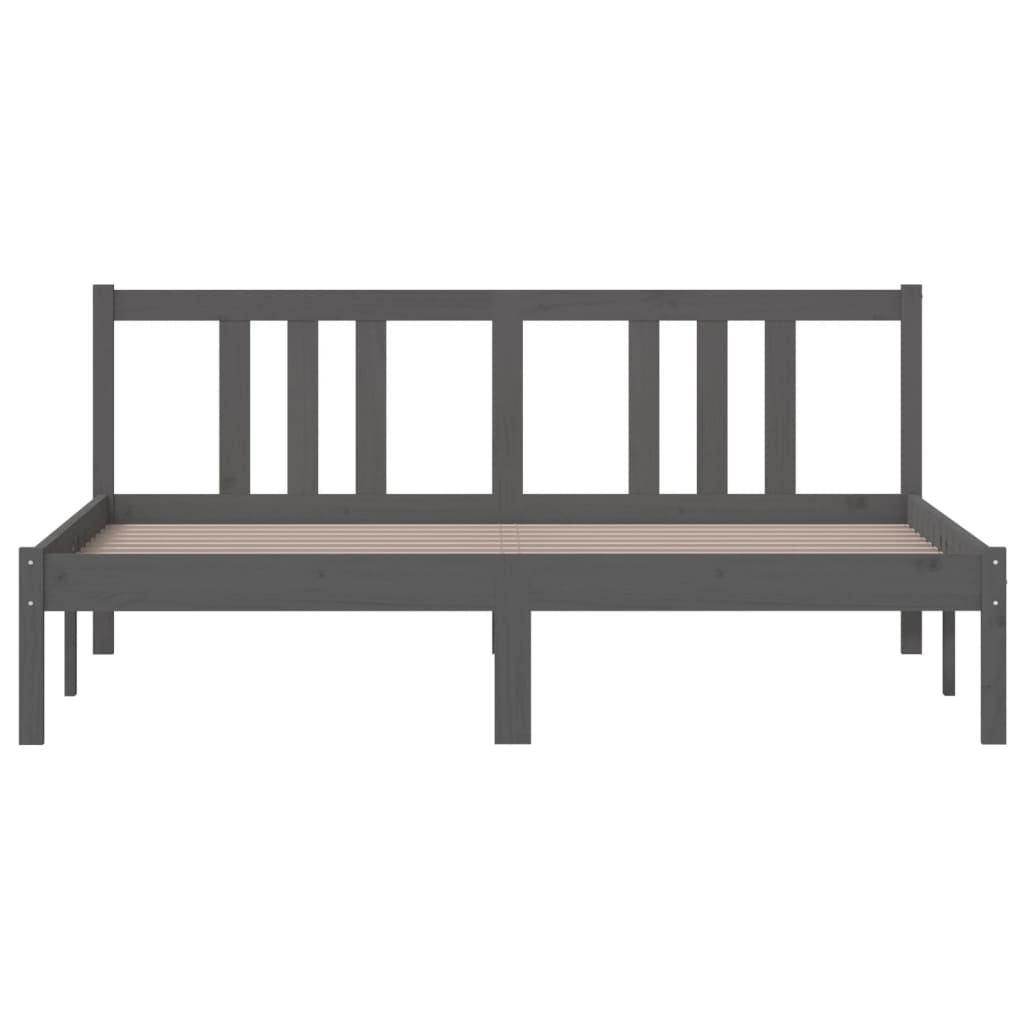 vidaXL Cadru de pat King Size, gri, 150x200 cm, lemn masiv vidaXL Cadru de pat King Size, gri, 150x200 cm, lemn masiv