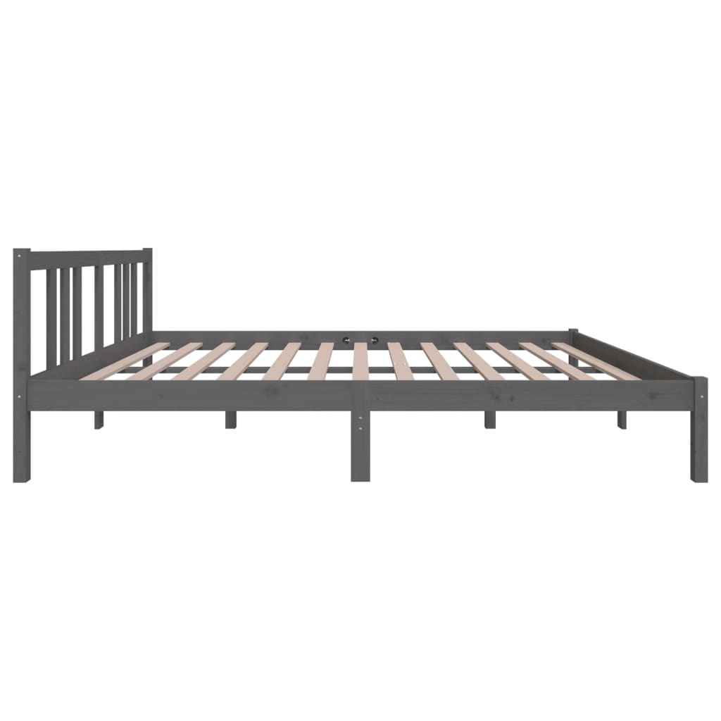 vidaXL Cadru de pat King Size, gri, 150x200 cm, lemn masiv vidaXL Cadru de pat King Size, gri, 150x200 cm, lemn masiv