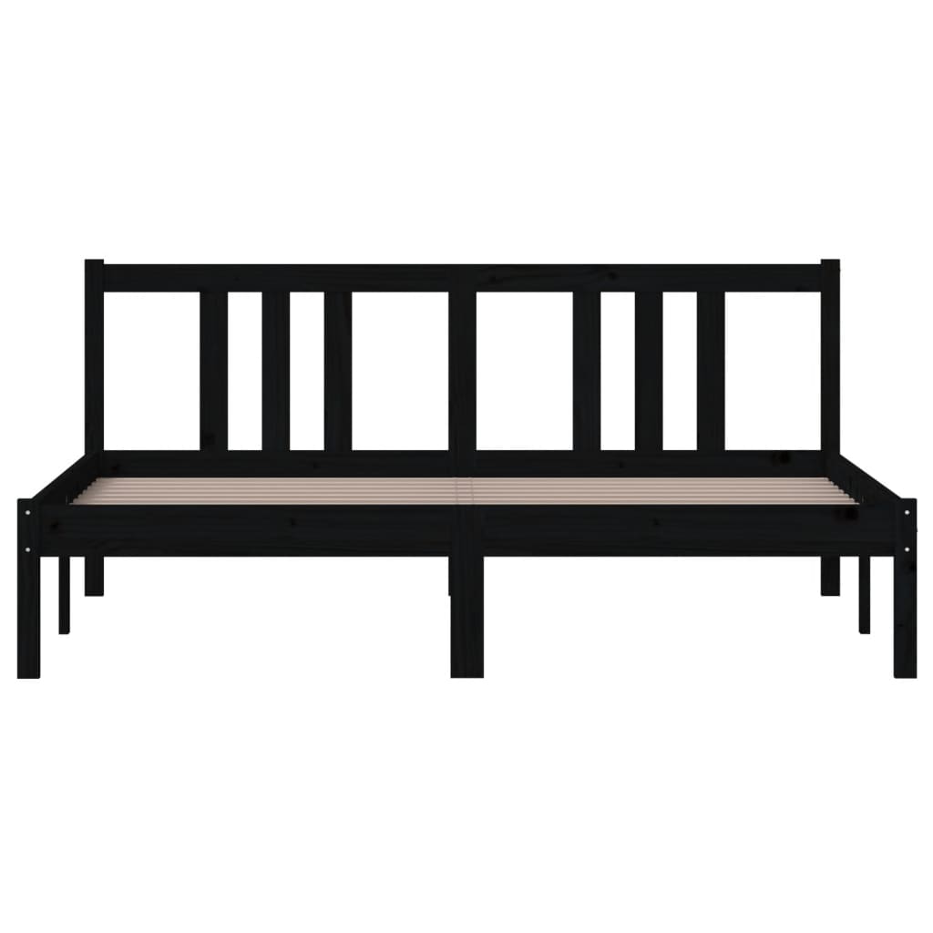 vidaXL Cadru de pat King Size, negru, 150x200 cm, lemn masiv vidaXL Cadru de pat King Size, negru, 150x200 cm, lemn masiv