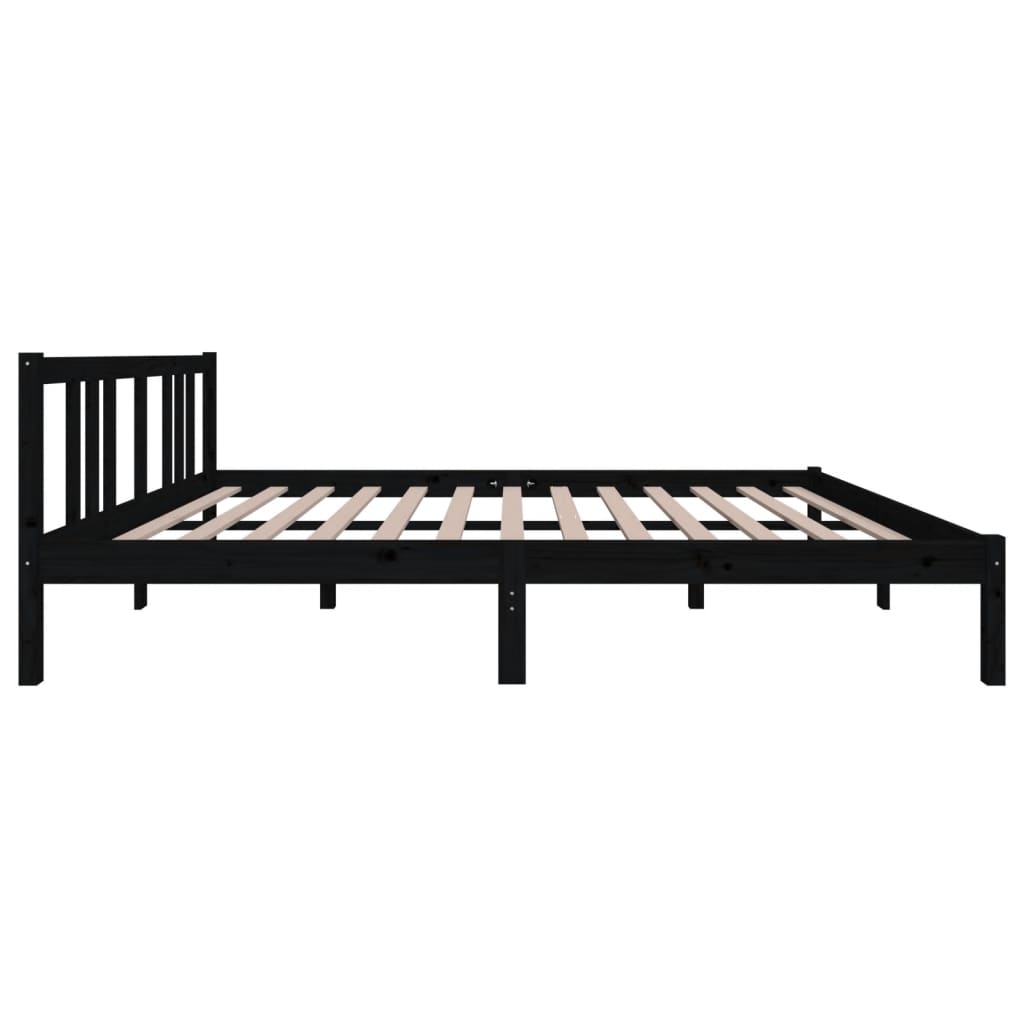 vidaXL Cadru de pat King Size, negru, 150x200 cm, lemn masiv vidaXL Cadru de pat King Size, negru, 150x200 cm, lemn masiv