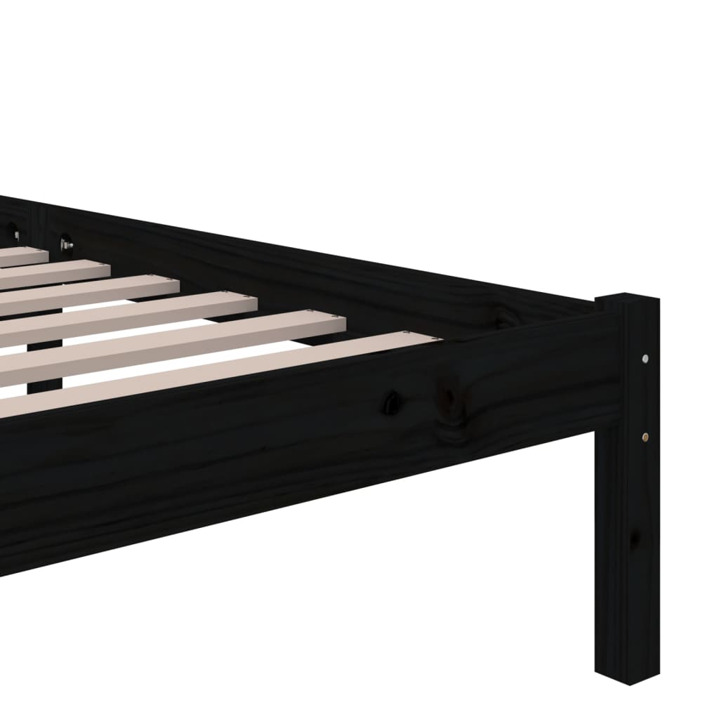 vidaXL Cadru de pat King Size, negru, 150x200 cm, lemn masiv vidaXL Cadru de pat King Size, negru, 150x200 cm, lemn masiv