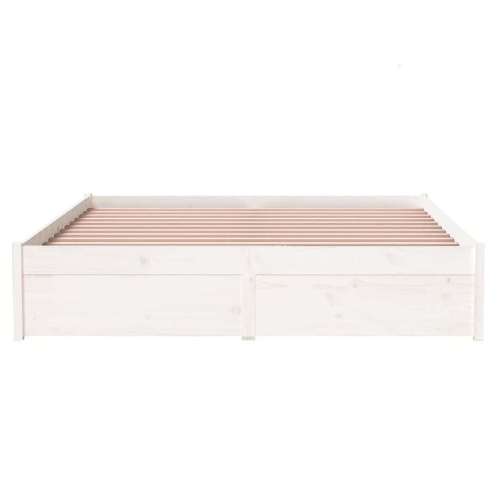 vidaXL Cadru de pat dublu, alb, 135x190 cm, lemn masiv