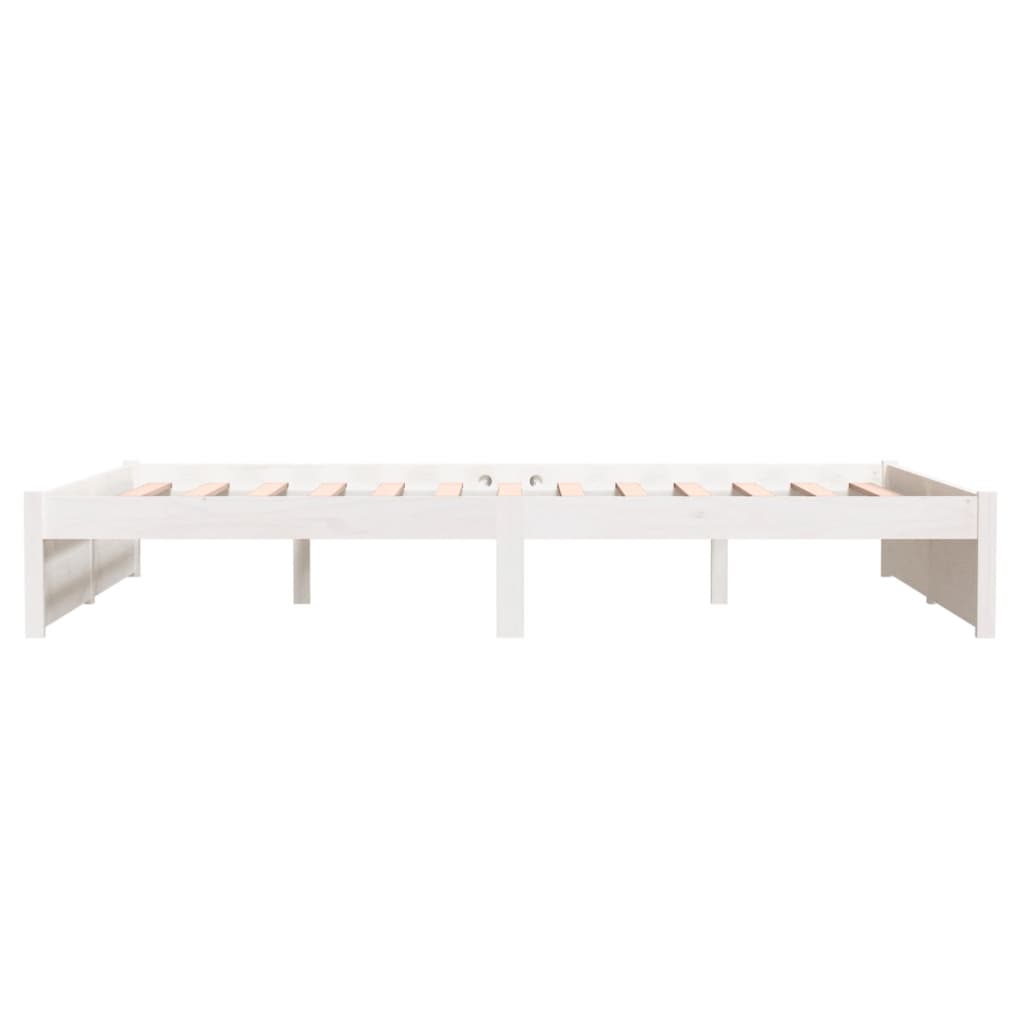 vidaXL Cadru de pat dublu, alb, 135x190 cm, lemn masiv