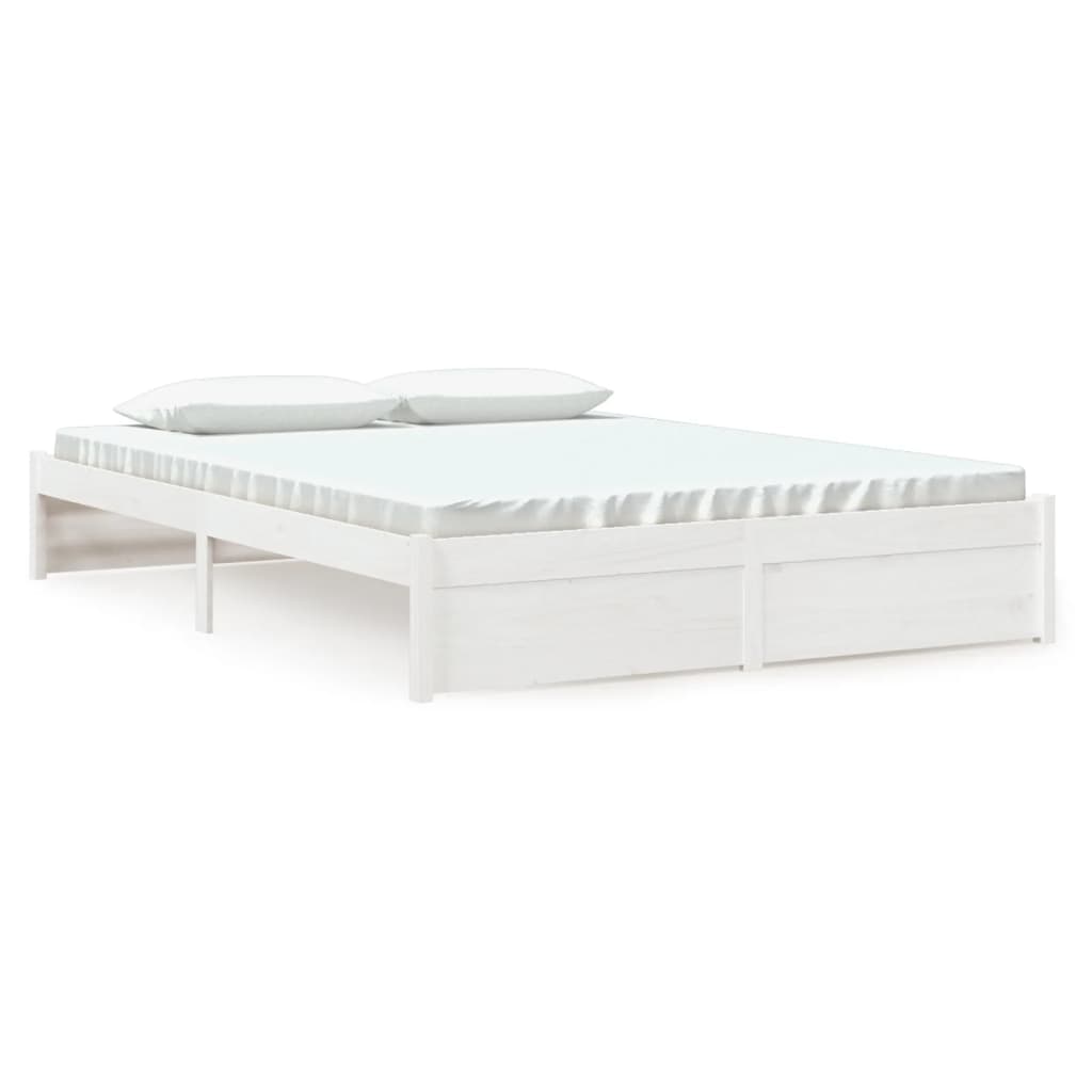 vidaXL Cadru de pat King Size, alb, 150x200 cm, lemn masiv vidaXL Cadru de pat King Size, alb, 150x200 cm, lemn masiv