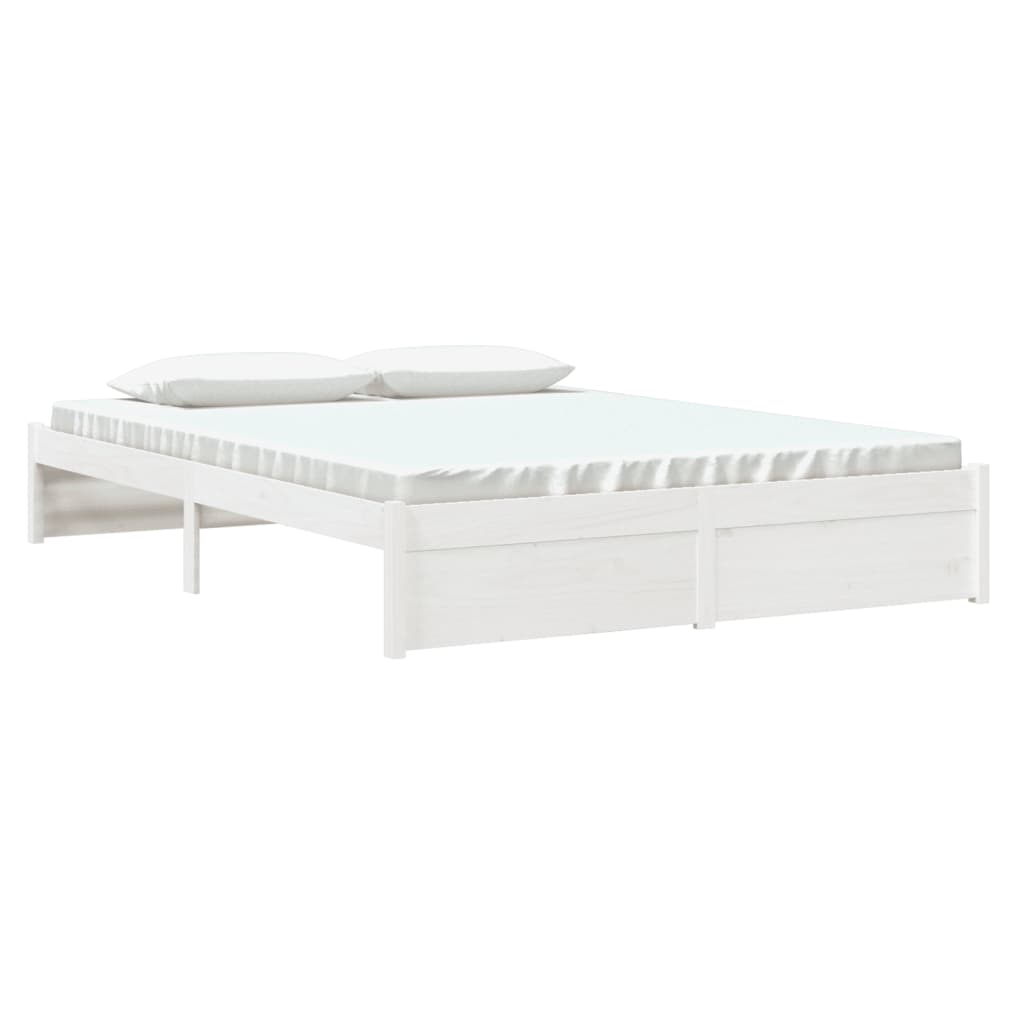 vidaXL Cadru de pat King Size, alb, 150x200 cm, lemn masiv vidaXL Cadru de pat King Size, alb, 150x200 cm, lemn masiv