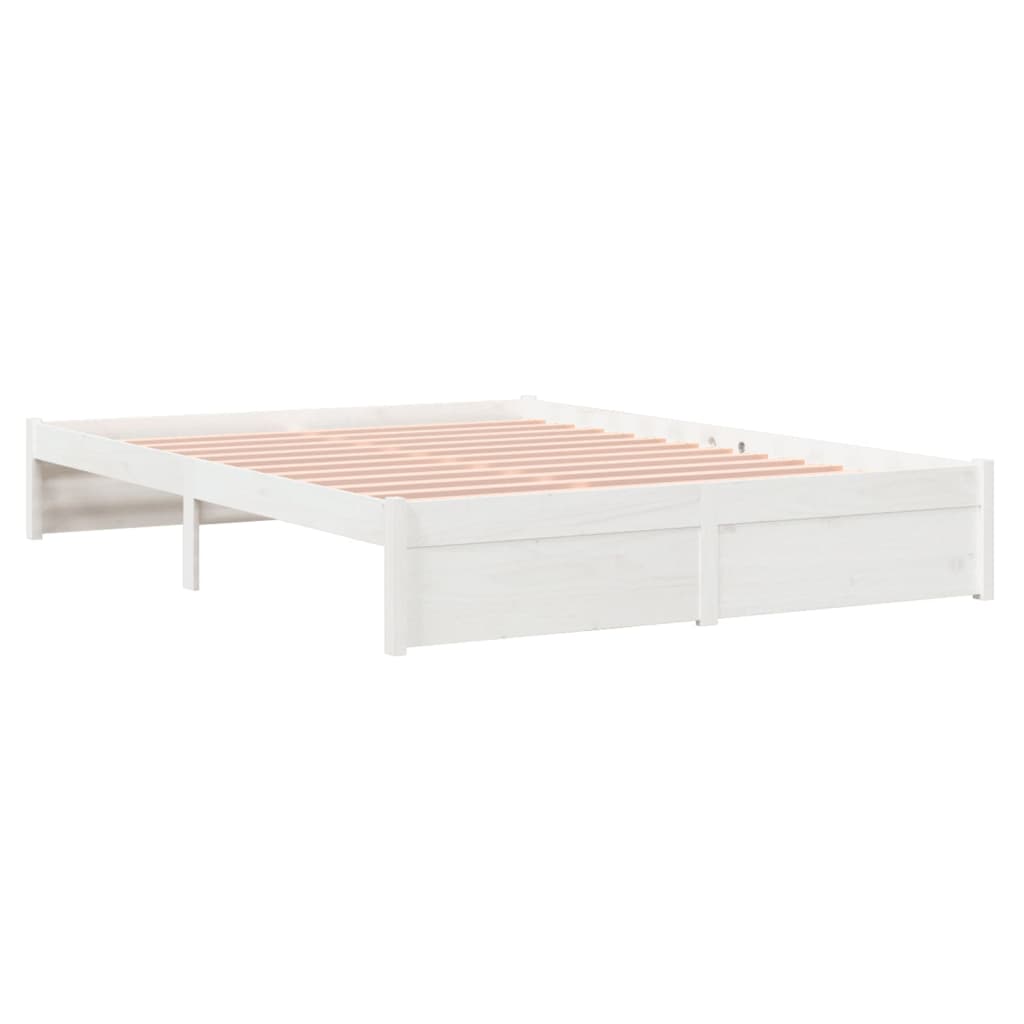 vidaXL Cadru de pat King Size, alb, 150x200 cm, lemn masiv vidaXL Cadru de pat King Size, alb, 150x200 cm, lemn masiv