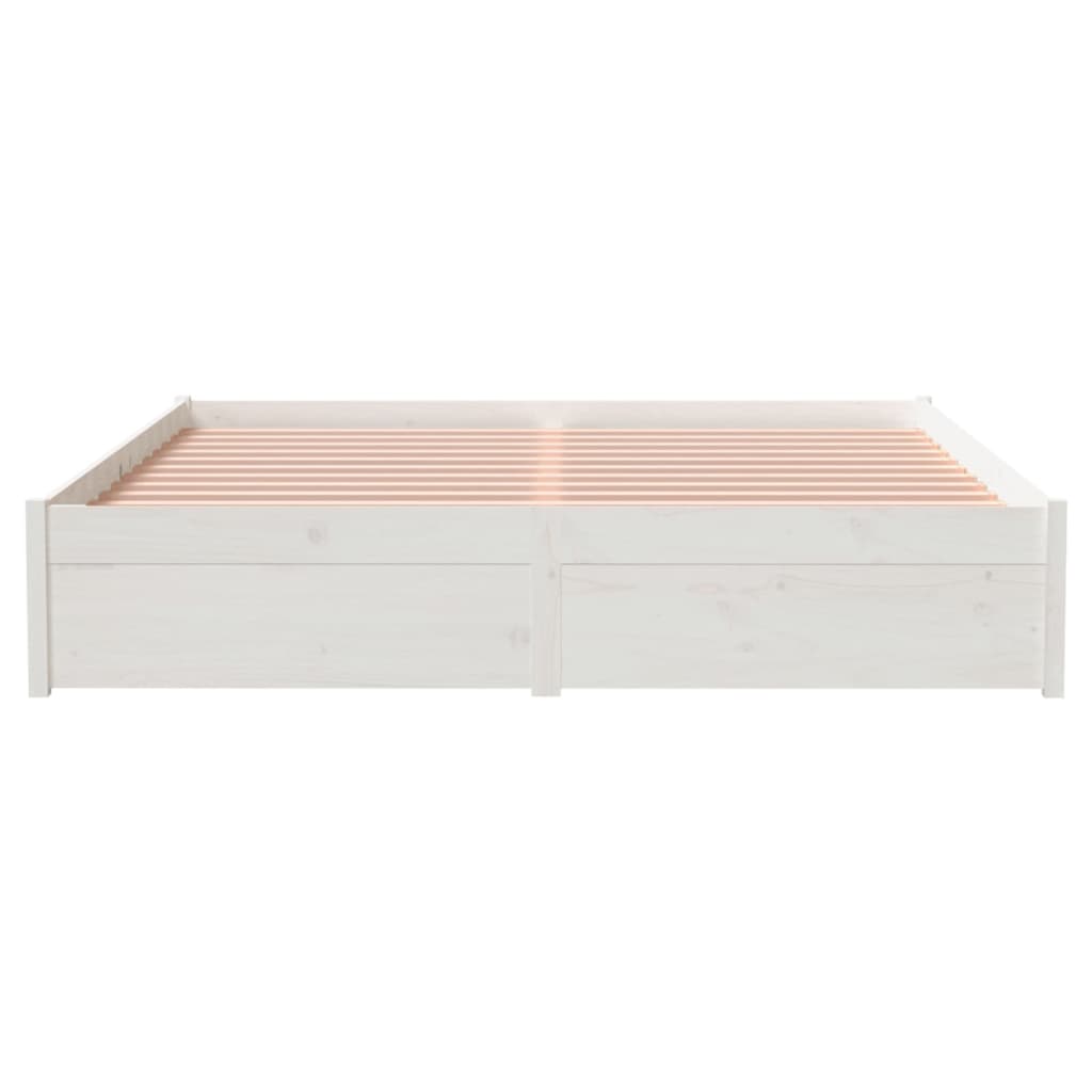 vidaXL Cadru de pat King Size, alb, 150x200 cm, lemn masiv vidaXL Cadru de pat King Size, alb, 150x200 cm, lemn masiv