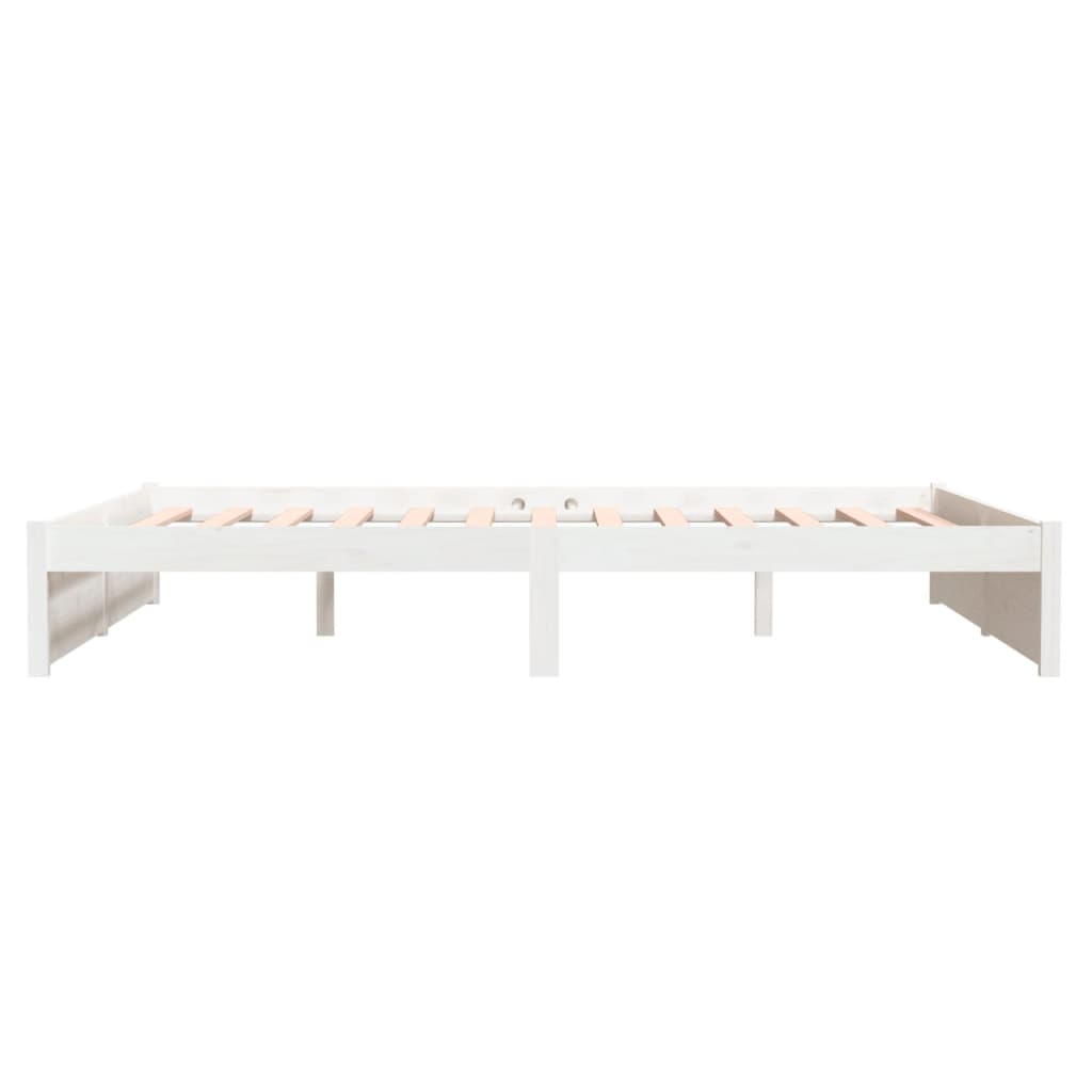 vidaXL Cadru de pat King Size, alb, 150x200 cm, lemn masiv vidaXL Cadru de pat King Size, alb, 150x200 cm, lemn masiv