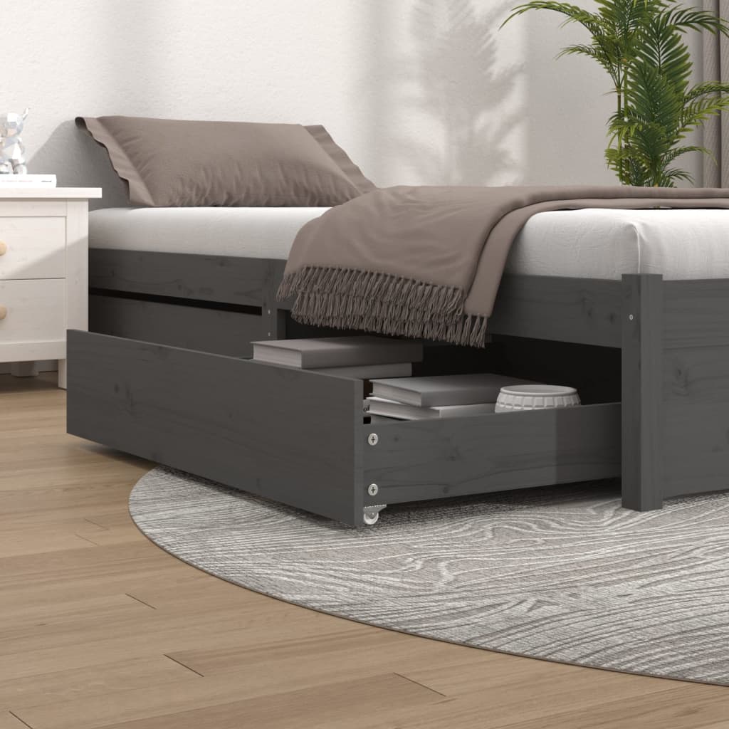 vidaXL Sertare pentru pat, 2 buc., gri, lemn masiv de pin vidaXL Sertare pentru pat, 2 buc., gri, lemn masiv de pin