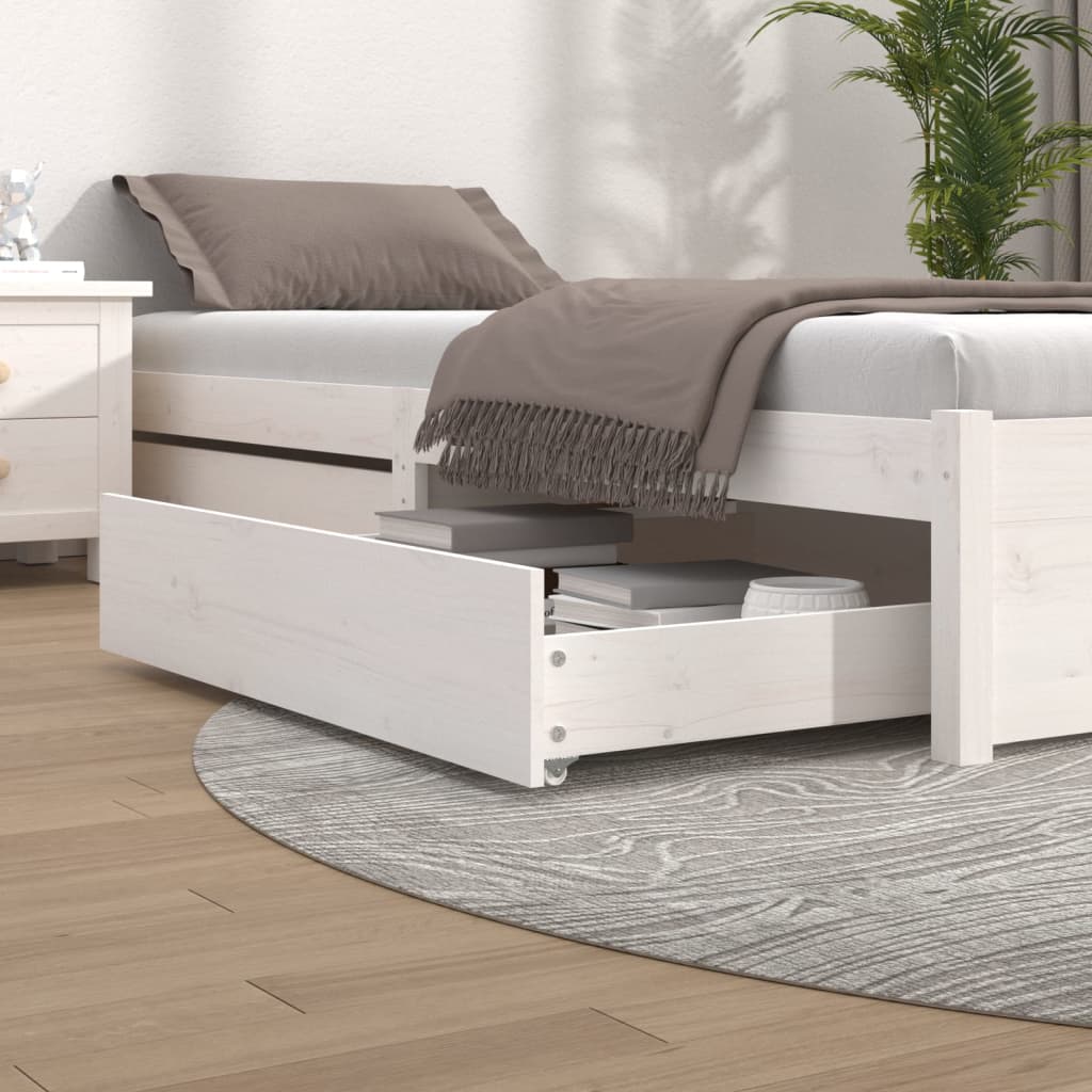 vidaXL Sertare pentru pat, 2 buc., alb, lemn masiv de pin vidaXL Sertare pentru pat, 2 buc., alb, lemn masiv de pin