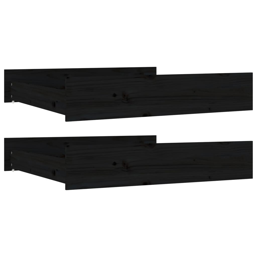 vidaXL Sertare pentru pat, 2 buc., negru, lemn masiv de pin vidaXL Sertare pentru pat, 2 buc., negru, lemn masiv de pin
