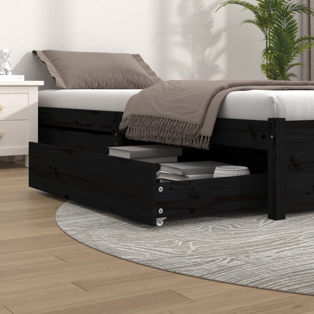 vidaXL Sertare pentru pat, 2 buc., negru, lemn masiv de pin vidaXL Sertare pentru pat, 2 buc., negru, lemn masiv de pin