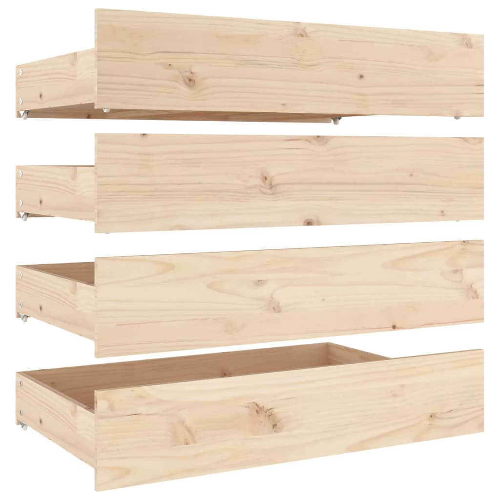 vidaXL Sertare pentru pat, 4 buc., lemn masiv de pin vidaXL Sertare pentru pat, 4 buc., lemn masiv de pin